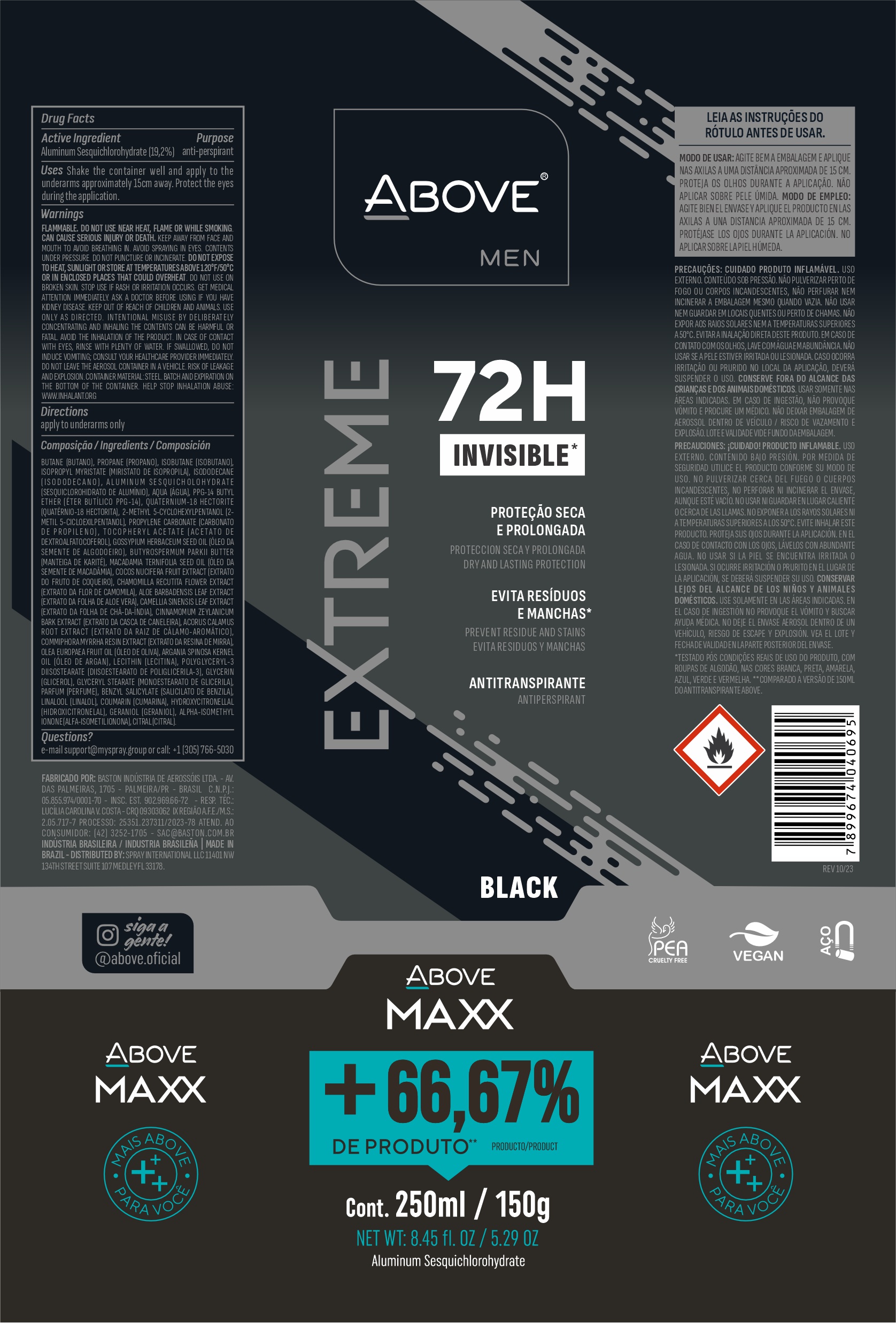 Above Extreme Men Black Antiperspirant Maxx 72h